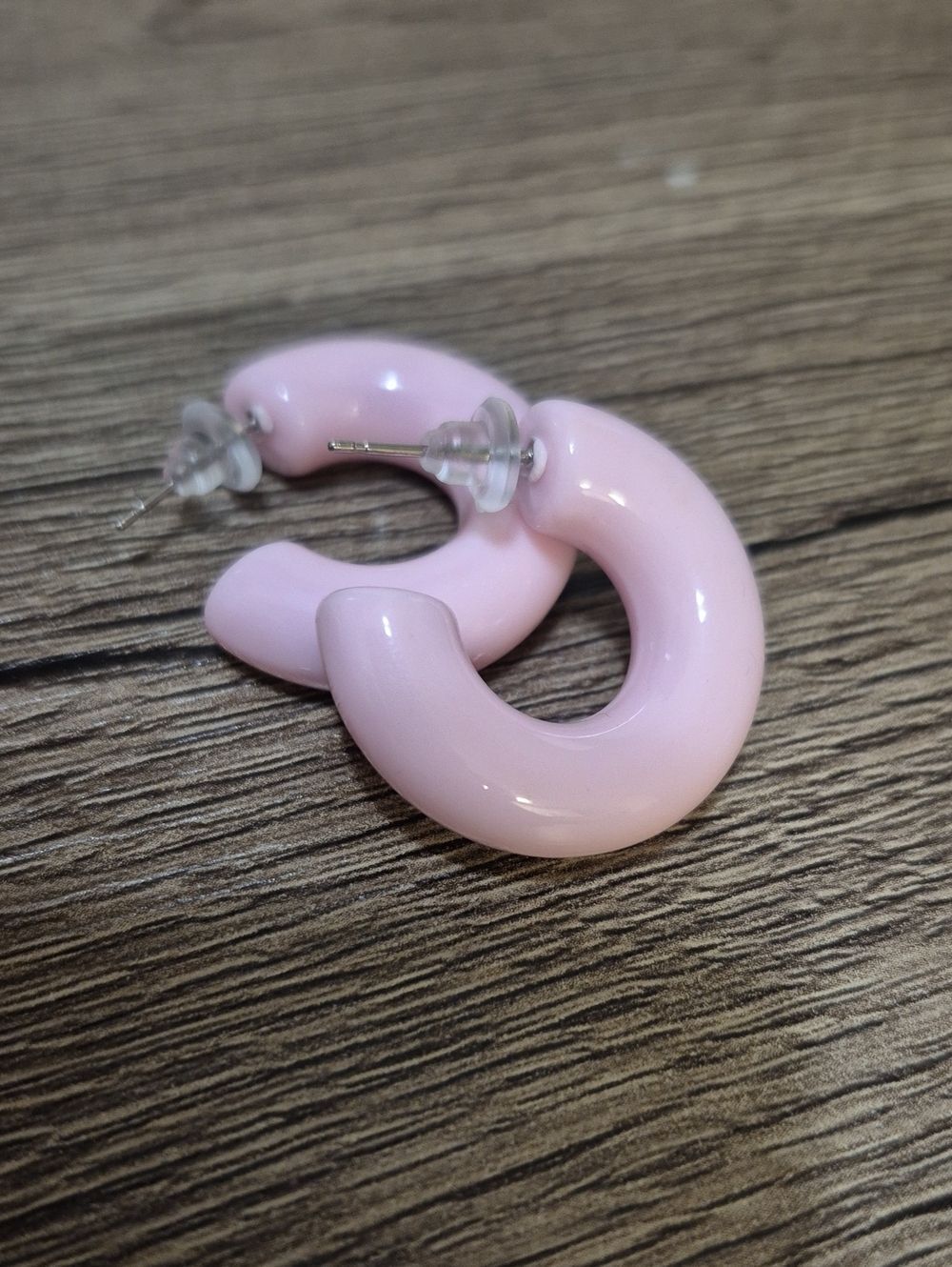 Pastel Pink Chunky Grunge Hoop Earrings - Women Jewelry